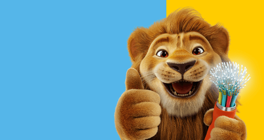 Leo mit Glasfaserkabel